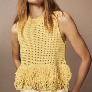 Coolest! Zara Fringed Check Knit Top 🌻